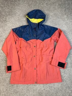Vintage Powderhorn Mountaineering Coat Womens 10 Red Blue Hooded Ski Parka USA